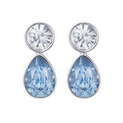 Blue crystal peardrop and circle earring